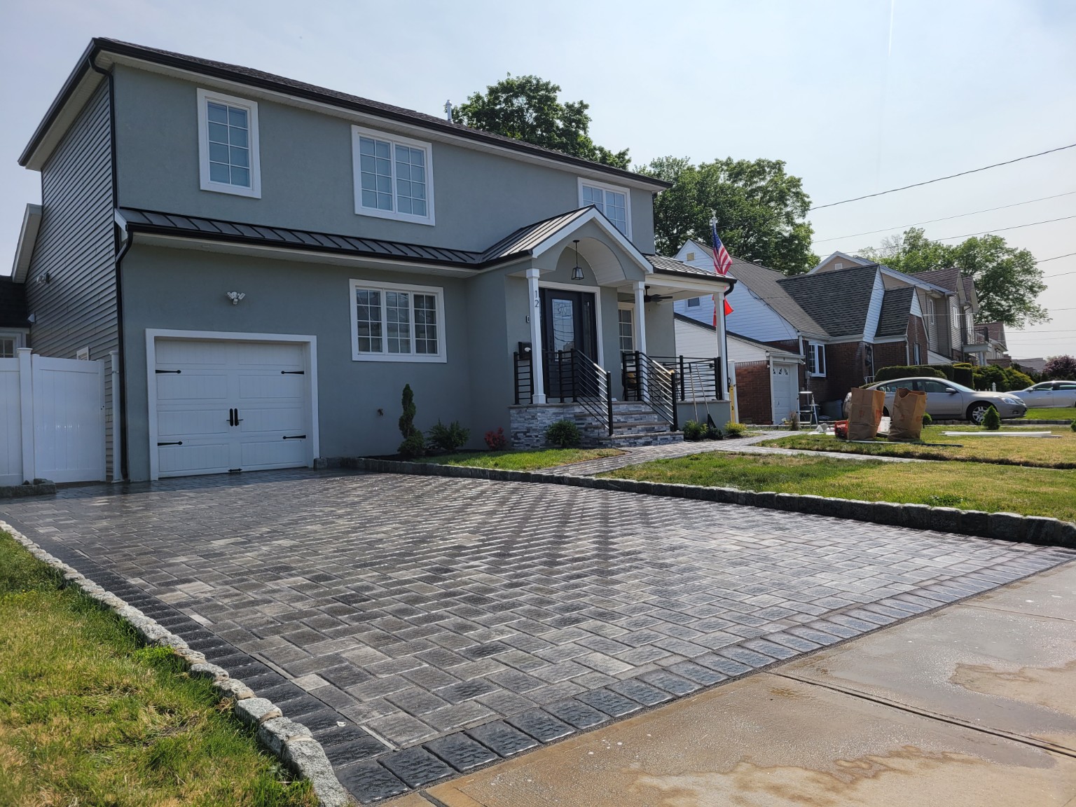 Large paved driveway at a residential home