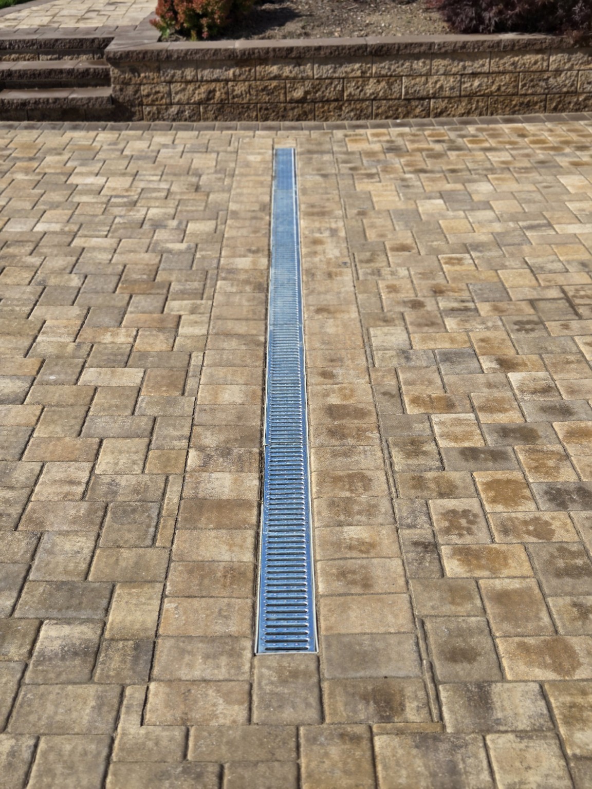 Paver patio with linear drainage channel